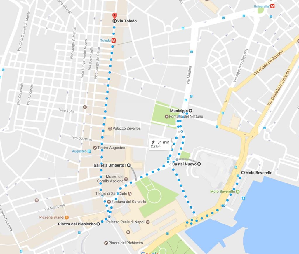 gəzinti turu Napoli xəritə